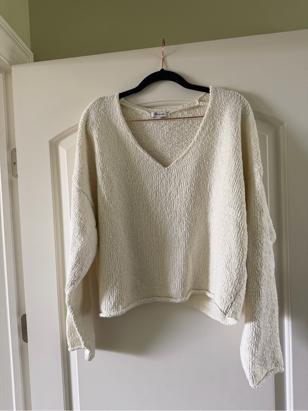 Madewell 100% Cotton Boxy Cropped Boucle Sweater